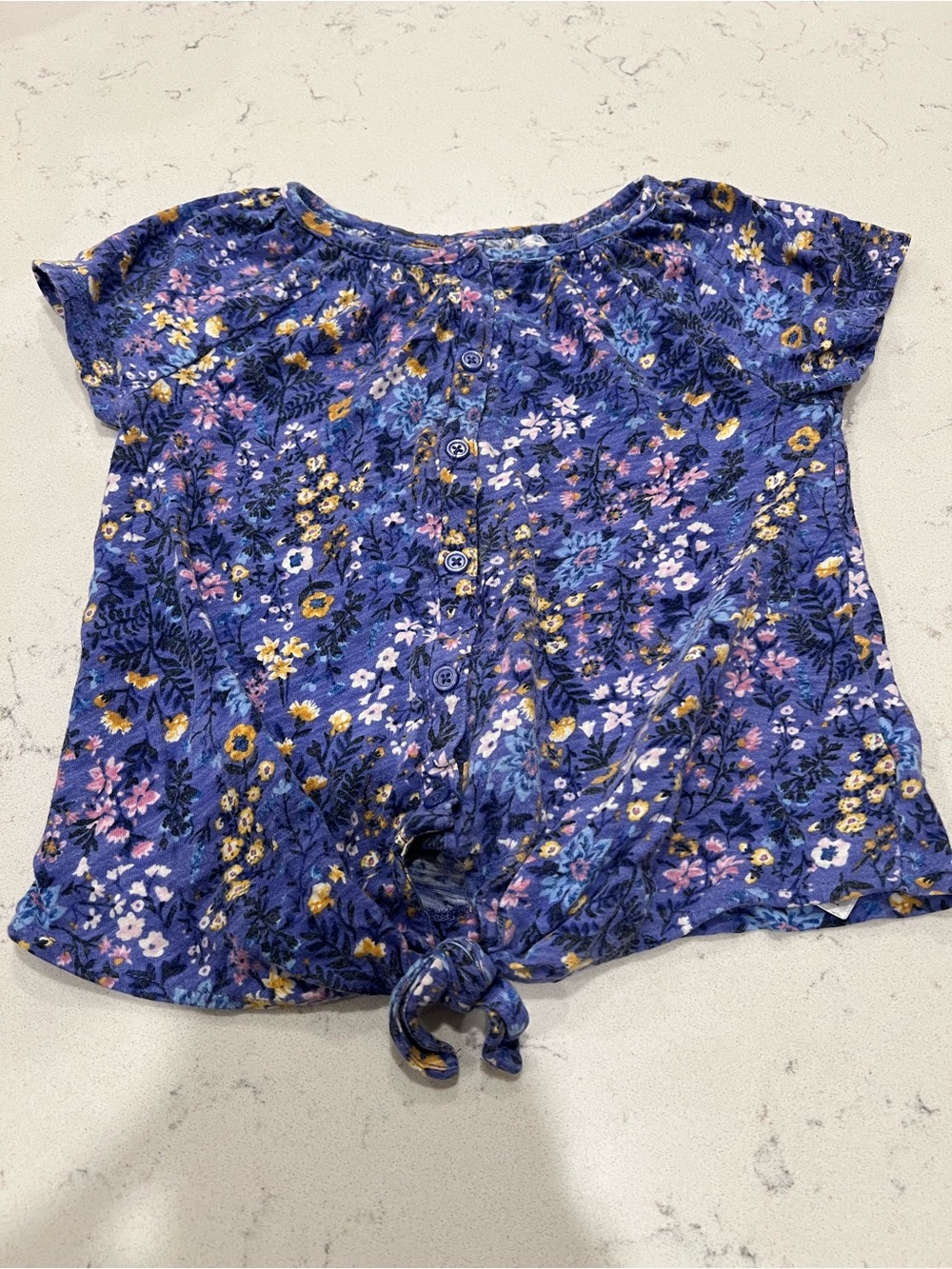Old Navy Girls' Floral Button down Knot-Front Top in Purple - 4T